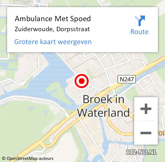 Locatie op kaart van de 112 melding: Ambulance Met Spoed Naar Uitdam, Dorpsstraat op 9 augustus 2020 12:09