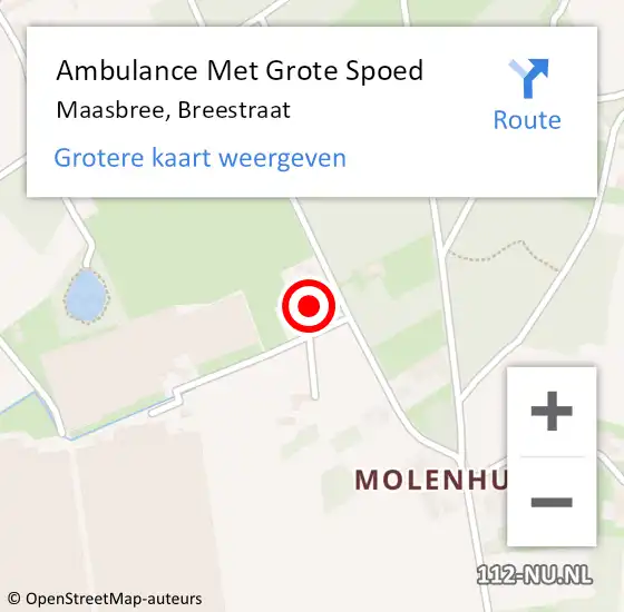 Locatie op kaart van de 112 melding: Ambulance Met Grote Spoed Naar Maasbree, Breestraat op 15 mei 2014 10:26