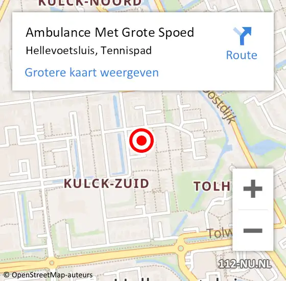 Locatie op kaart van de 112 melding: Ambulance Met Grote Spoed Naar Hellevoetsluis, Tennispad op 9 augustus 2020 13:49