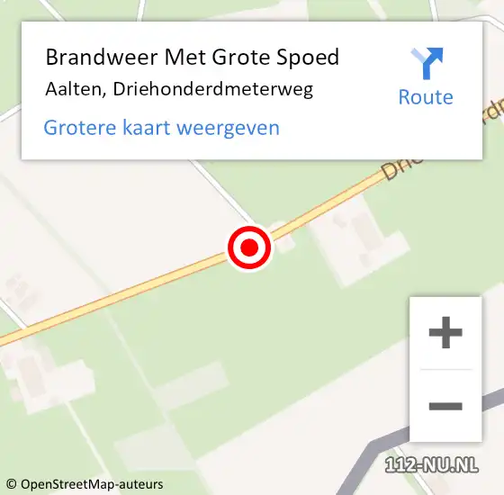 Locatie op kaart van de 112 melding: Brandweer Met Grote Spoed Naar Aalten, Driehonderdmeterweg op 9 augustus 2020 14:25