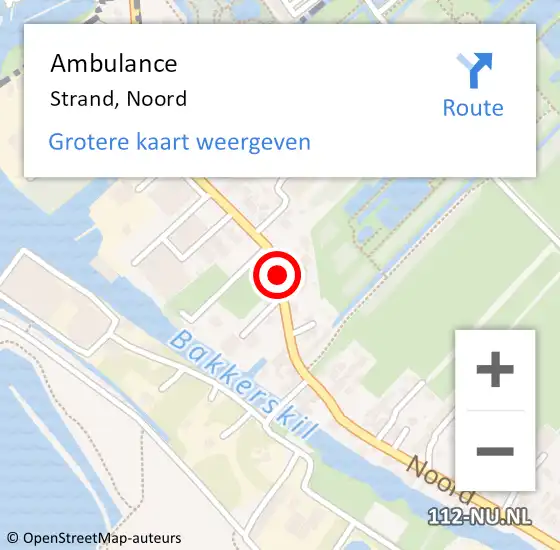 Locatie op kaart van de 112 melding: Ambulance Strand, Noord op 9 augustus 2020 14:37