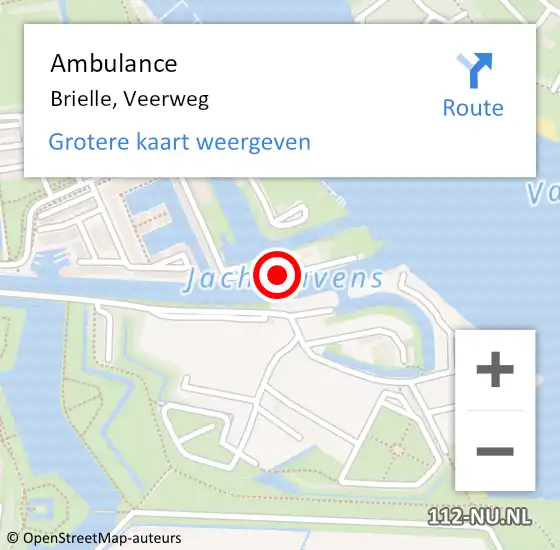 Locatie op kaart van de 112 melding: Ambulance Brielle, Veerweg op 9 augustus 2020 15:10