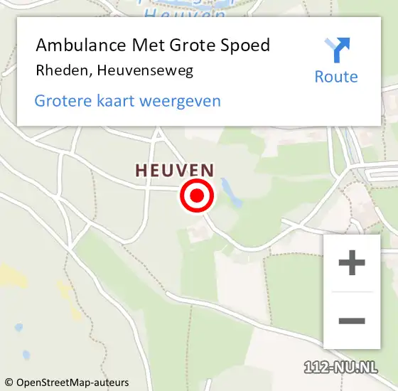 Locatie op kaart van de 112 melding: Ambulance Met Grote Spoed Naar Rheden, Heuvenseweg op 9 augustus 2020 15:15