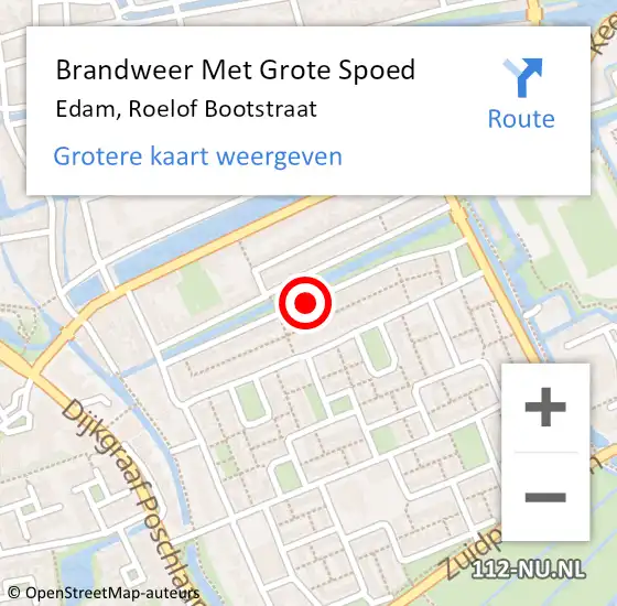 Locatie op kaart van de 112 melding: Brandweer Met Grote Spoed Naar Edam, Roelof Bootstraat op 9 augustus 2020 15:17