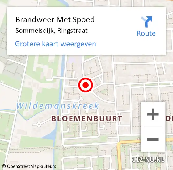 Locatie op kaart van de 112 melding: Brandweer Met Spoed Naar Sommelsdijk, Ringstraat op 9 augustus 2020 15:53