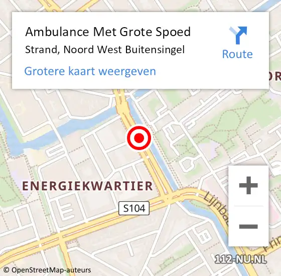Locatie op kaart van de 112 melding: Ambulance Met Grote Spoed Naar Strand, Noord West Buitensingel op 9 augustus 2020 15:59