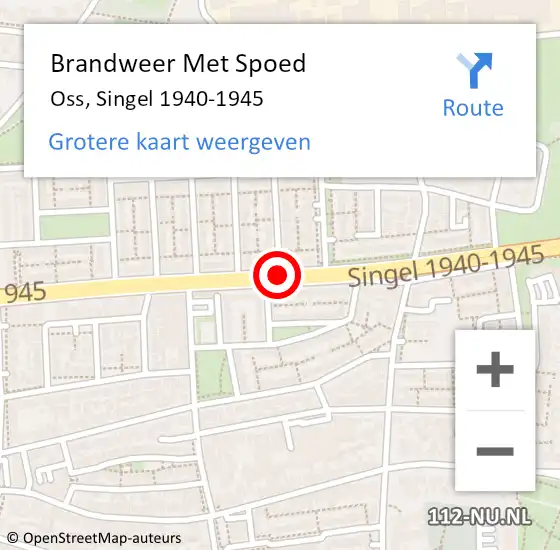 Locatie op kaart van de 112 melding: Brandweer Met Spoed Naar Oss, Singel 1940-1945 op 9 augustus 2020 17:32