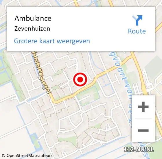 Locatie op kaart van de 112 melding: Ambulance Zevenhuizen op 9 augustus 2020 18:05