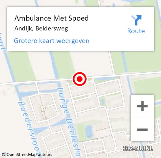 Locatie op kaart van de 112 melding: Ambulance Met Spoed Naar Andijk, Beldersweg op 9 augustus 2020 18:32