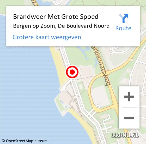 Locatie op kaart van de 112 melding: Brandweer Met Grote Spoed Naar Bergen op Zoom, De Boulevard Noord op 9 augustus 2020 18:59