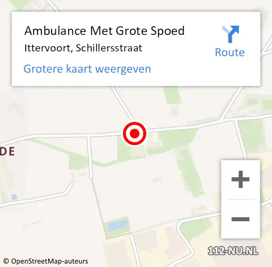 Locatie op kaart van de 112 melding: Ambulance Met Grote Spoed Naar Ittervoort, Schillersstraat op 15 mei 2014 11:00