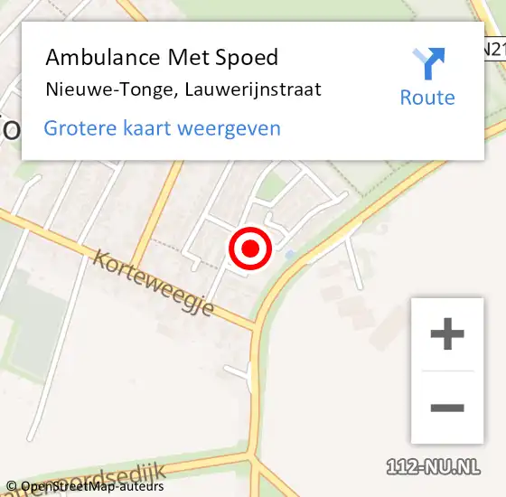 Locatie op kaart van de 112 melding: Ambulance Met Spoed Naar Nieuwe-Tonge, Lauwerijnstraat op 15 mei 2014 11:01