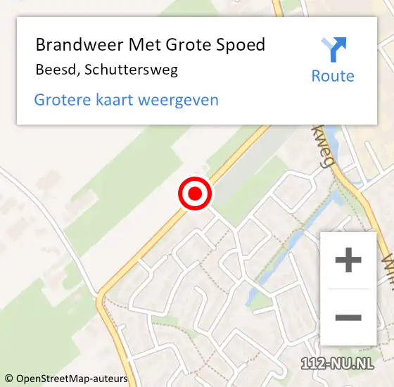 Locatie op kaart van de 112 melding: Brandweer Met Grote Spoed Naar Beesd, Schuttersweg op 9 augustus 2020 20:22