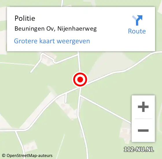 Locatie op kaart van de 112 melding: Politie Beuningen Ov, Nijenhaerweg op 9 augustus 2020 20:37