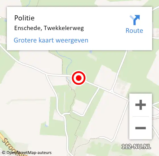 Locatie op kaart van de 112 melding: Politie Enschede, Twekkelerweg op 9 augustus 2020 21:10