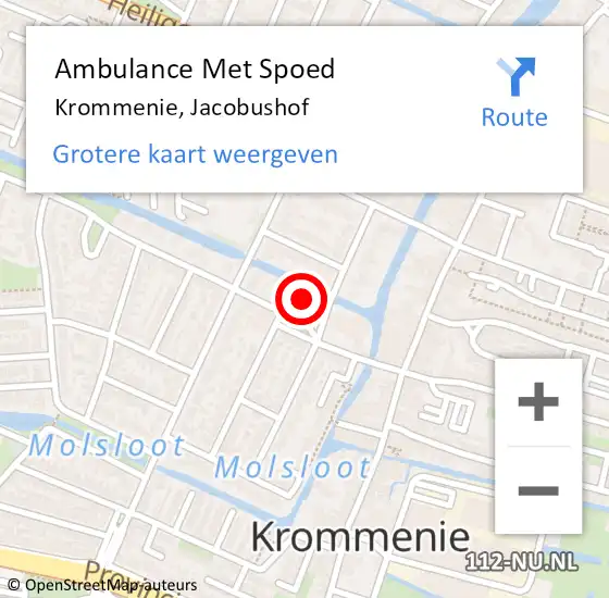 Locatie op kaart van de 112 melding: Ambulance Met Spoed Naar Krommenie, Jacobushof op 9 augustus 2020 21:15