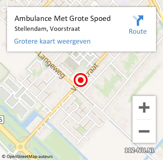 Locatie op kaart van de 112 melding: Ambulance Met Grote Spoed Naar Stellendam, Voorstraat op 9 augustus 2020 21:34
