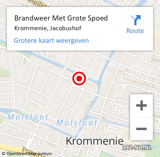 Locatie op kaart van de 112 melding: Brandweer Met Grote Spoed Naar Krommenie, Jacobushof op 9 augustus 2020 21:43