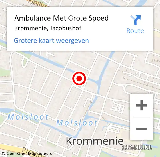 Locatie op kaart van de 112 melding: Ambulance Met Grote Spoed Naar Krommenie, Jacobushof op 9 augustus 2020 21:43