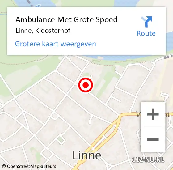 Locatie op kaart van de 112 melding: Ambulance Met Grote Spoed Naar Linne, Kloosterhof op 9 augustus 2020 22:11