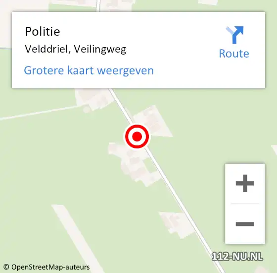 Locatie op kaart van de 112 melding: Politie Velddriel, Veilingweg op 9 augustus 2020 22:15
