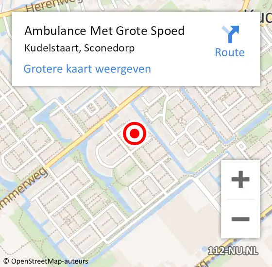 Locatie op kaart van de 112 melding: Ambulance Met Grote Spoed Naar Kudelstaart, Sconedorp op 9 augustus 2020 23:51