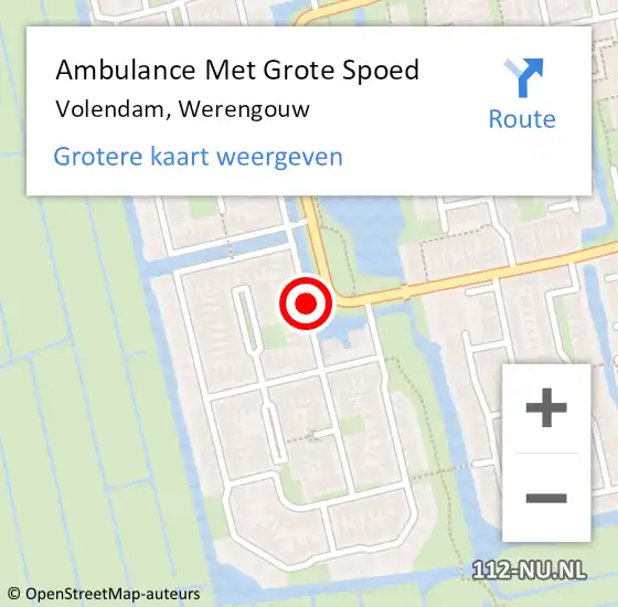 Locatie op kaart van de 112 melding: Ambulance Met Grote Spoed Naar Volendam, Werengouw op 10 augustus 2020 01:01