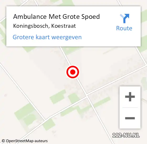 Locatie op kaart van de 112 melding: Ambulance Met Grote Spoed Naar Koningsbosch, Koestraat op 10 augustus 2020 03:20