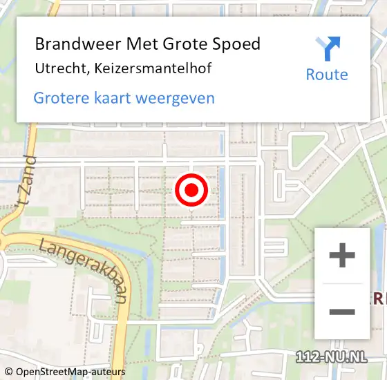 Locatie op kaart van de 112 melding: Brandweer Met Grote Spoed Naar Utrecht, Keizersmantelhof op 10 augustus 2020 03:42