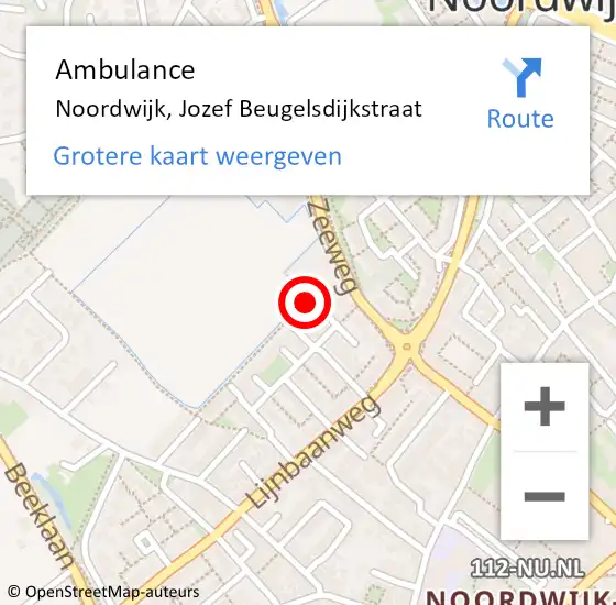 Locatie op kaart van de 112 melding: Ambulance Noordwijk, Jozef Beugelsdijkstraat op 15 mei 2014 11:39