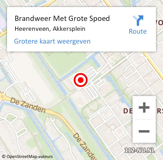 Locatie op kaart van de 112 melding: Brandweer Met Grote Spoed Naar Heerenveen, Akkersplein op 10 augustus 2020 07:55