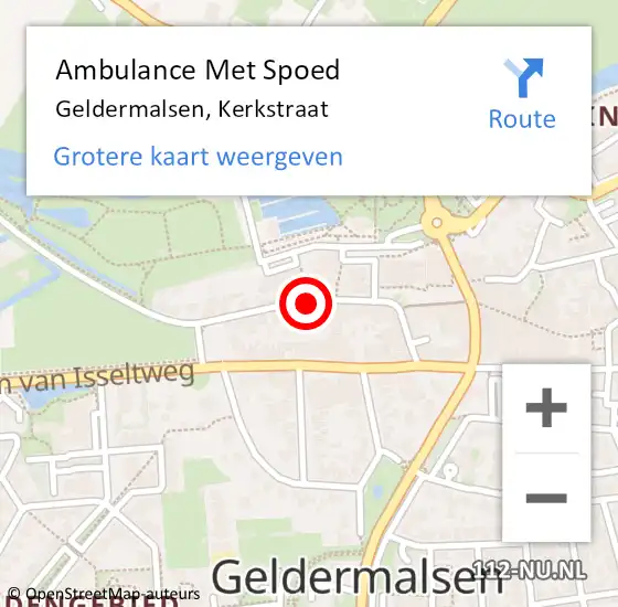 Locatie op kaart van de 112 melding: Ambulance Met Spoed Naar Geldermalsen, Kerkstraat op 10 augustus 2020 08:22