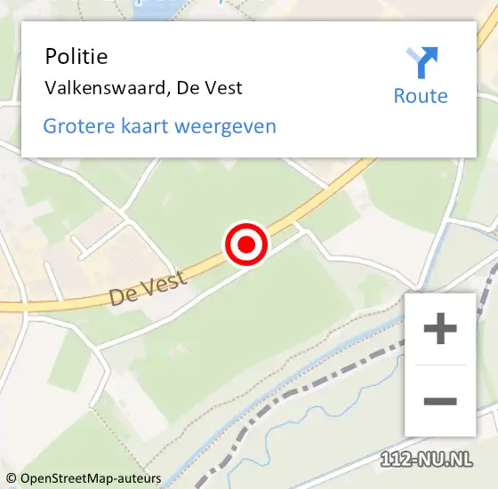 Locatie op kaart van de 112 melding: Politie Valkenswaard, De Vest op 10 augustus 2020 08:27