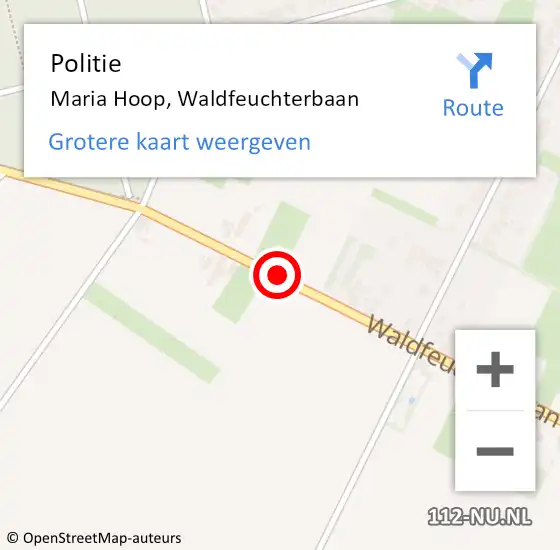 Locatie op kaart van de 112 melding: Politie Maria Hoop, Waldfeuchterbaan op 10 augustus 2020 08:39