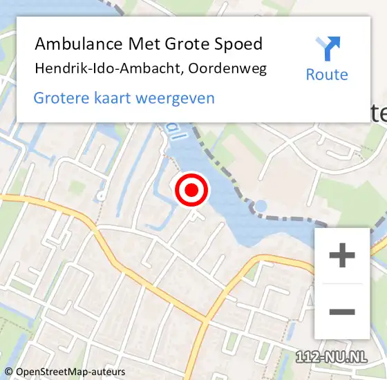 Locatie op kaart van de 112 melding: Ambulance Met Grote Spoed Naar Hendrik-Ido-Ambacht, Oordenweg op 10 augustus 2020 09:03