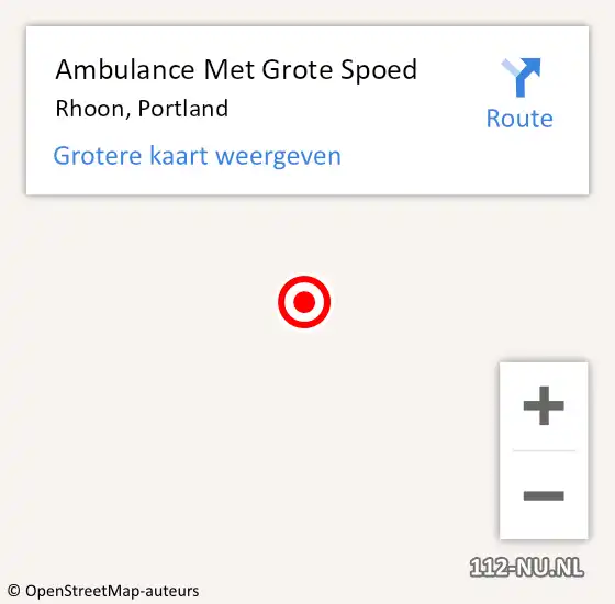 Locatie op kaart van de 112 melding: Ambulance Met Grote Spoed Naar Rhoon, Portland op 10 augustus 2020 09:46