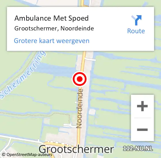 Locatie op kaart van de 112 melding: Ambulance Met Spoed Naar Grootschermer, Noordeinde op 10 augustus 2020 09:52