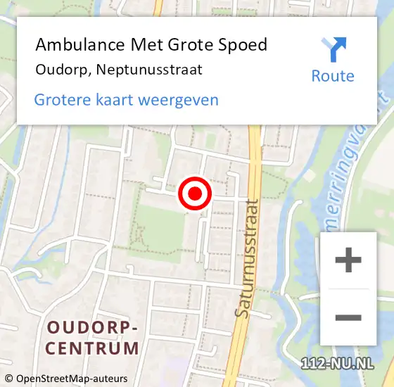 Locatie op kaart van de 112 melding: Ambulance Met Grote Spoed Naar Oudorp, Neptunusstraat op 10 augustus 2020 09:55