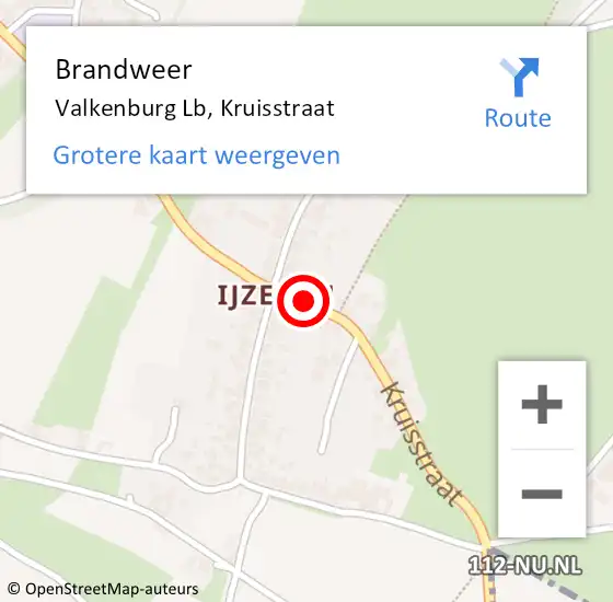 Locatie op kaart van de 112 melding: Brandweer Valkenburg Lb, Kruisstraat op 15 mei 2014 12:05