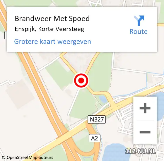 Locatie op kaart van de 112 melding: Brandweer Met Spoed Naar Enspijk, Korte Veersteeg op 10 augustus 2020 11:11