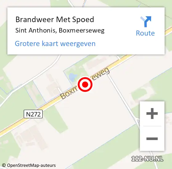 Locatie op kaart van de 112 melding: Brandweer Met Spoed Naar Sint Anthonis, Boxmeerseweg op 10 augustus 2020 12:00