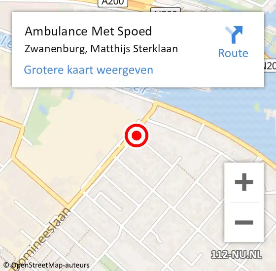 Locatie op kaart van de 112 melding: Ambulance Met Spoed Naar Zwanenburg, Matthijs Sterklaan op 10 augustus 2020 12:07