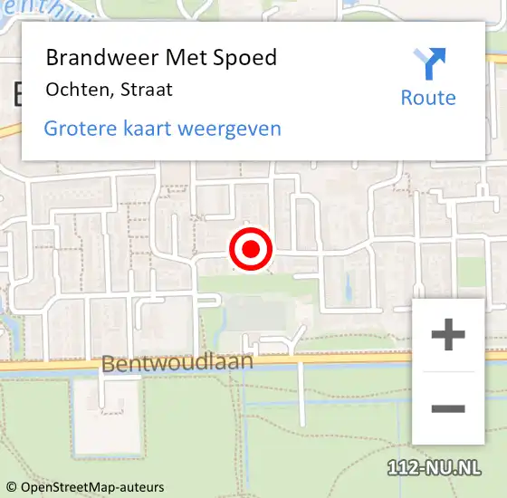 Locatie op kaart van de 112 melding: Brandweer Met Spoed Naar Ochten, Straat op 10 augustus 2020 12:12