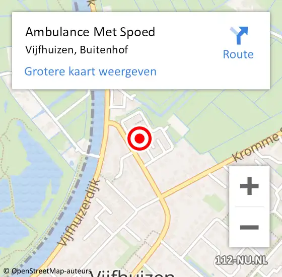 Locatie op kaart van de 112 melding: Ambulance Met Spoed Naar Vijfhuizen, Buitenhof op 10 augustus 2020 12:14