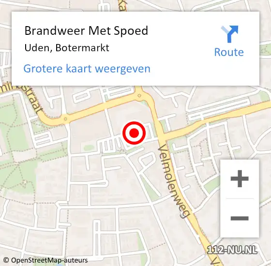 Locatie op kaart van de 112 melding: Brandweer Met Spoed Naar Uden, Botermarkt op 10 augustus 2020 12:59