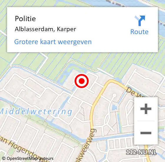 Locatie op kaart van de 112 melding: Politie Alblasserdam, Karper op 10 augustus 2020 14:32