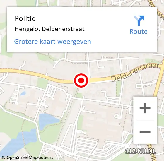 Locatie op kaart van de 112 melding: Politie Hengelo, Deldenerstraat op 10 augustus 2020 14:43