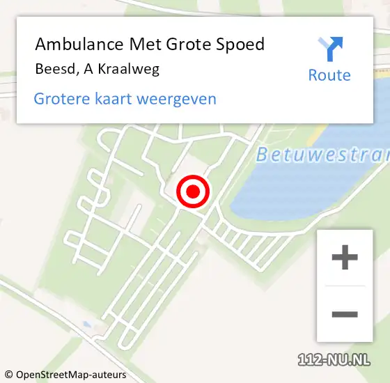 Locatie op kaart van de 112 melding: Ambulance Met Grote Spoed Naar Beesd, A Kraalweg op 10 augustus 2020 14:58