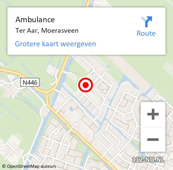 Locatie op kaart van de 112 melding: Ambulance Ter Aar, Moerasveen op 15 mei 2014 12:38