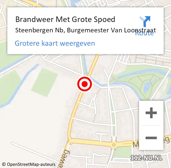 Locatie op kaart van de 112 melding: Brandweer Met Grote Spoed Naar Steenbergen Nb, Burgemeester Van Loonstraat op 10 augustus 2020 17:11